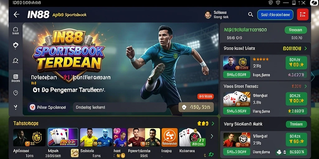 Tampilan antarmuka Sportsbook IN88 yang menarik dan mudah digunakan.