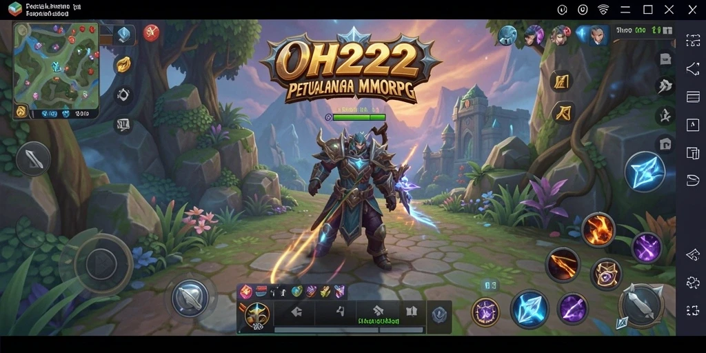 Screenshot gameplay menunjukkan pertarungan epik di dunia MMORPG.