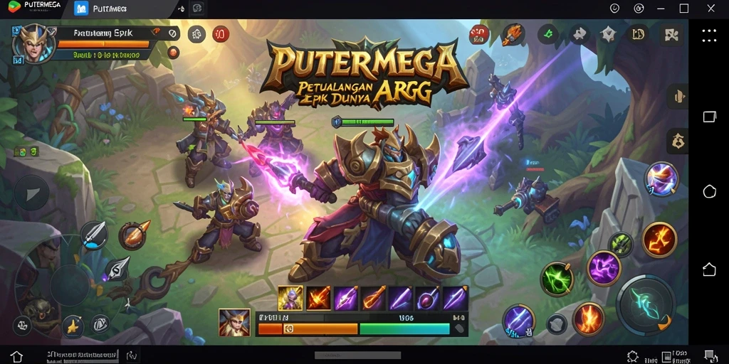 Gameplay PUTERMEGA dengan aksi melawan monster yang epik.