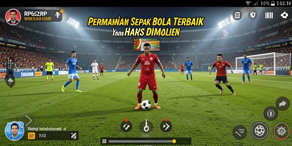 Screenshot menunjukkan aksi seru dalam pertandingan sepak bola.