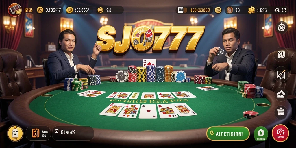Screenshot SJO777 menampilkan gameplay poker yang menegangkan dan seru.
