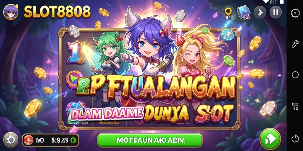 Screenshot utama SLOT8808 menunjukkan gameplay menarik dengan karakter anime.