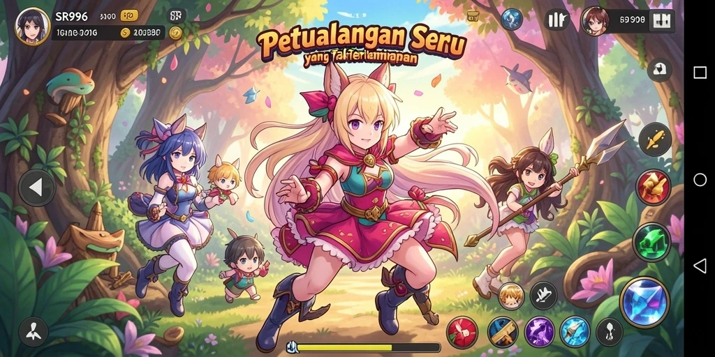 Screenshot utama SR996 menampilkan aksi seru dalam dunia Anime.