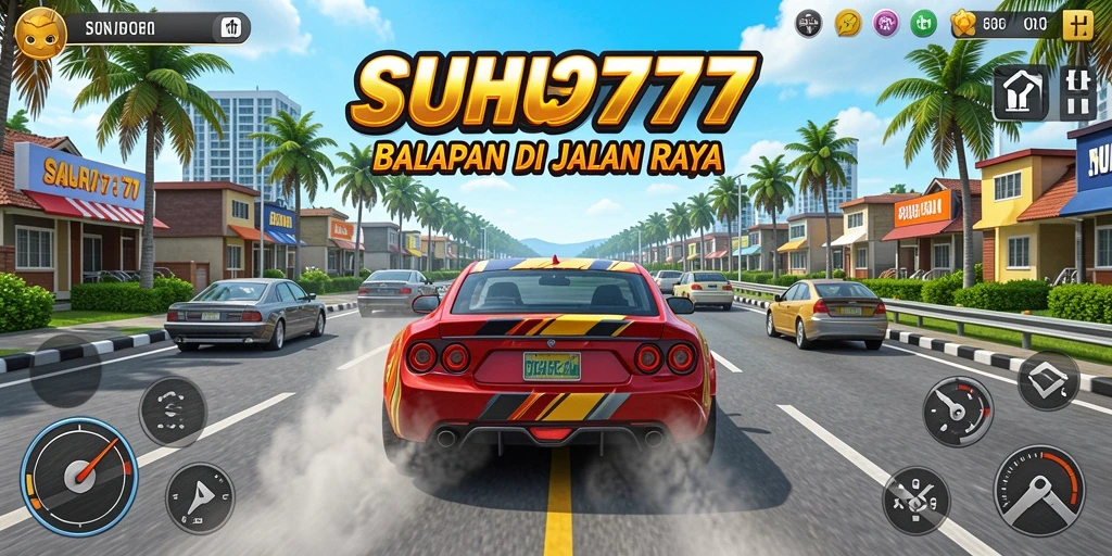 Tampilan menarik dari gameplay balapan yang mendebarkan di SUHU777.